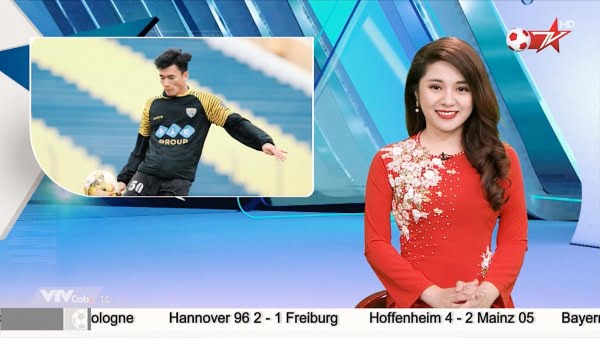 Diệu Linh dẫn chương trình thể thao của VTV Cap